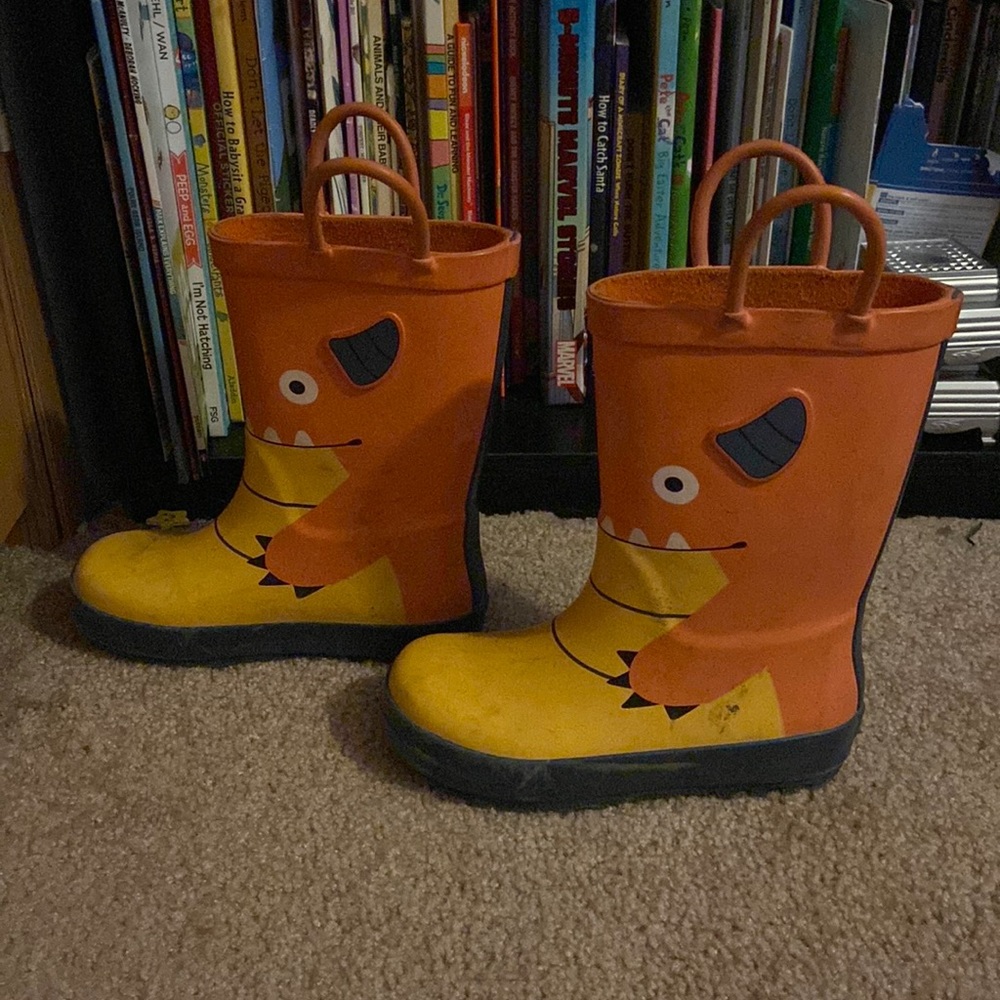 Cat & Jack Orange and Yellow Monster Rain Boots